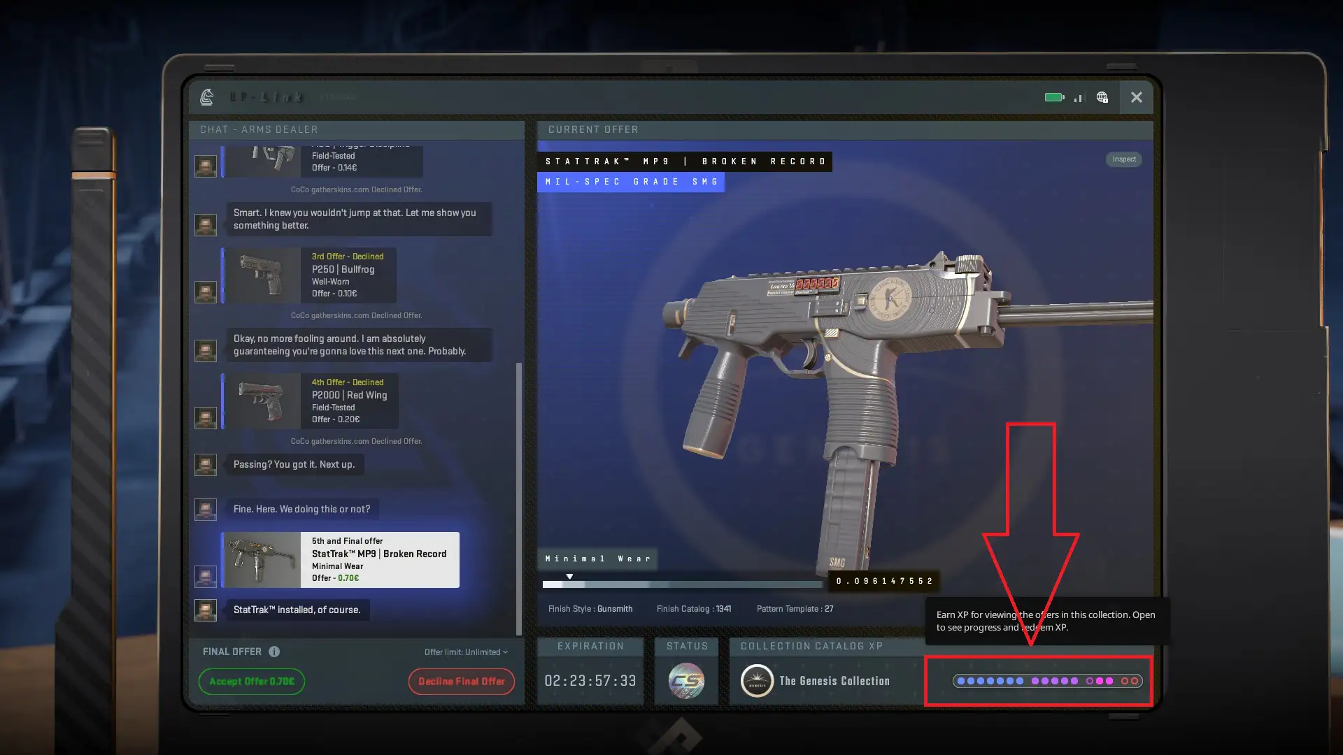 How to open the collection catalog bonus XP pop-up